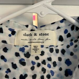 Anthropologie Cloth & Stone Blue and White Top